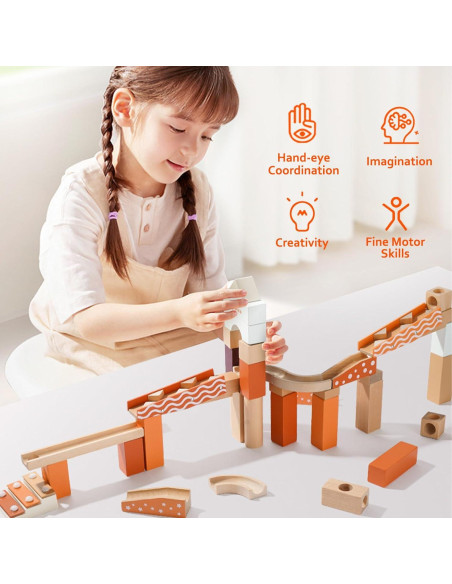 Bloques de Carrera de Canicas de Madera Xylolin 80 Piezas