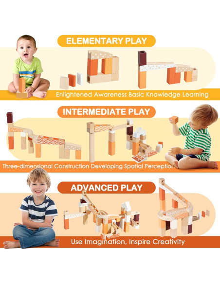 Bloques de Carrera de Canicas de Madera Xylolin 80 Piezas