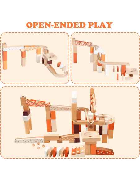 Bloques de Carrera de Canicas de Madera Xylolin 80 Piezas