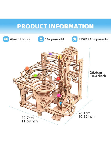 Rompecabezas de Madera 3D eaclqins con Canicas 335 Piezas