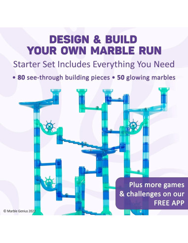 Conjunto de Carrera de Canicas Marble Genius Océano - 130 Piezas