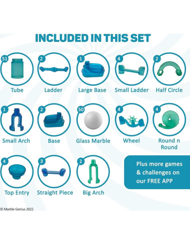 Conjunto de Carrera de Canicas Marble Genius Océano - 130 Piezas