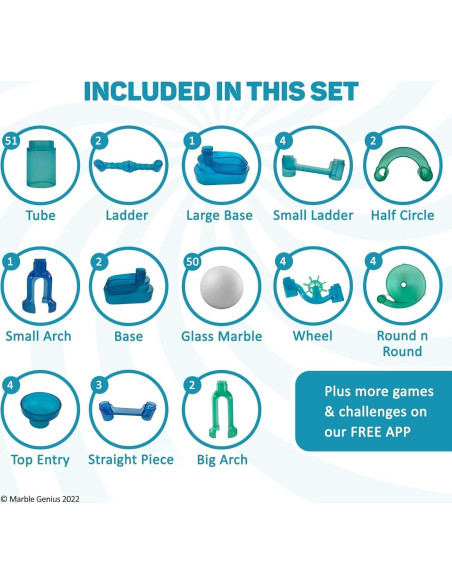 Conjunto de Carrera de Canicas Marble Genius Océano - 130 Piezas