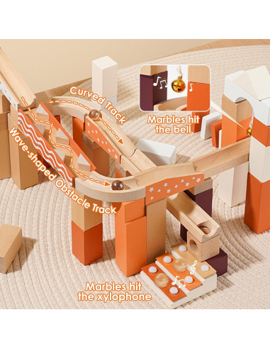 Bloques de Pista de Canicas de Madera Xylolin 60 Piezas