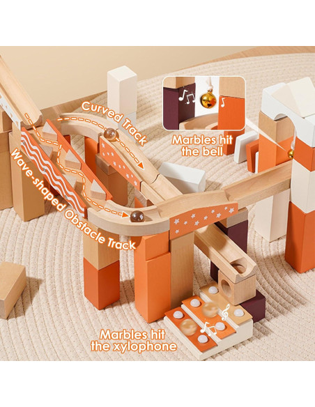 Bloques de Pista de Canicas de Madera Xylolin 60 Piezas