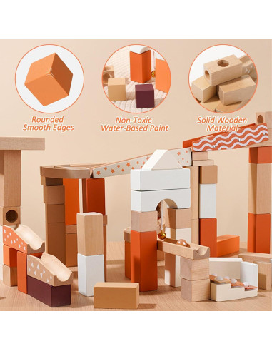 Bloques de Pista de Canicas de Madera Xylolin 60 Piezas