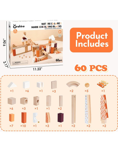 Bloques de Pista de Canicas de Madera Xylolin 60 Piezas