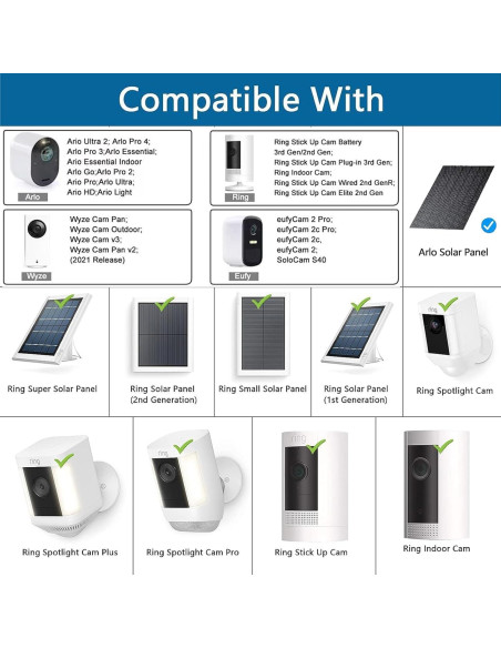 Soporte de Panel Solar Ajustable para Arlo y Ring - Metal Negro Soporte de Panel Solar Ajustable para Arlo y Ring - Metal Negro