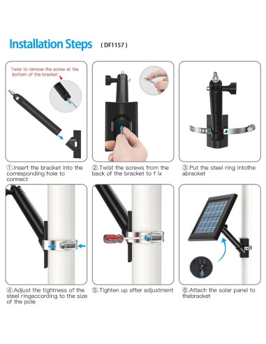 Soporte de Panel Solar Ajustable para Arlo y Ring - Metal Negro