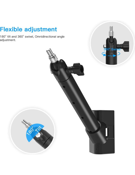 Soporte de Panel Solar Ajustable para Arlo y Ring - Metal Negro Soporte de Panel Solar Ajustable para Arlo y Ring - Metal Negro