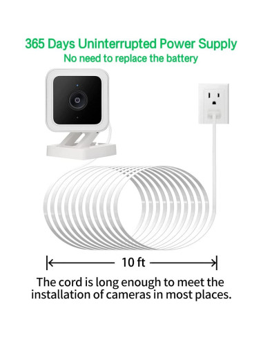Cable de Extensión de Alimentación 3.05m para Cámaras de Seguridad