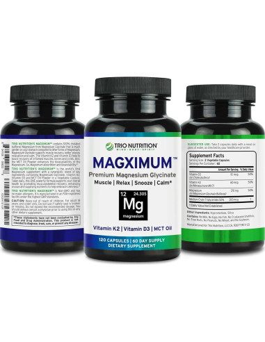 Suplemento de Magnesio Glicinato Trio Nutrition 60 Cápsulas