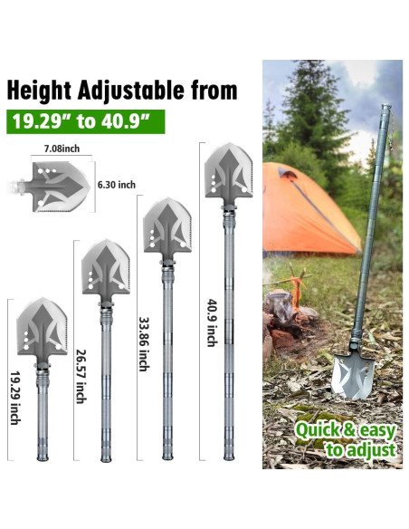 Pala Táctica Plegable ZENHOSIT con Hacha y Linterna 49-104 cm Pala Táctica Plegable ZENHOSIT con Hacha y Linterna 49-104 cm