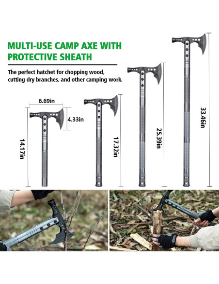Pala Táctica Plegable ZENHOSIT con Hacha y Linterna 49-104 cm Pala Táctica Plegable ZENHOSIT con Hacha y Linterna 49-104 cm