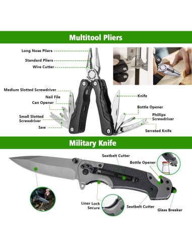 Pala Táctica Plegable ZENHOSIT con Hacha y Linterna 49-104 cm