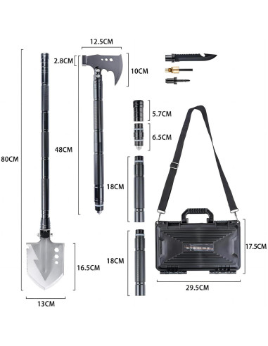 Conjunto Pala y Hacha Camping ZODISTORE Acero Alto Carbono