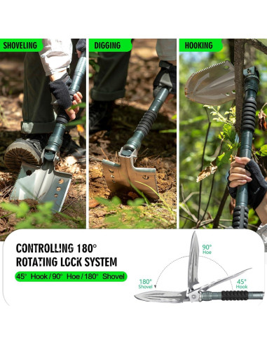 Pala de Supervivencia ZENHOSIT con Hacha y Extensiones 98.9 cm