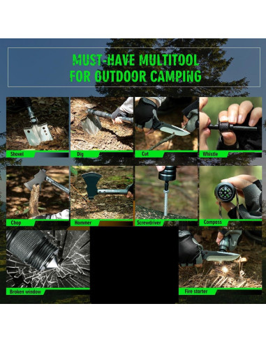 Pala de Supervivencia ZENHOSIT con Hacha y Extensiones 98.9 cm