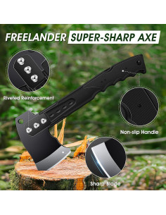 Hacha de Supervivencia Freelander 4-en-1 con Funda y Sierra 2