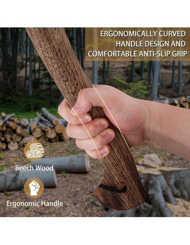 Hacha de Camping DWFKHT 39.9 cm Acero al Carbono con Funda