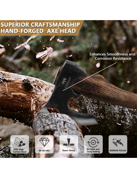 Hacha de Camping DWFKHT 39.9 cm Acero al Carbono con Funda