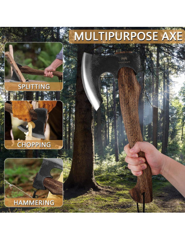 Hacha de Camping DWFKHT 39.9 cm Acero al Carbono con Funda