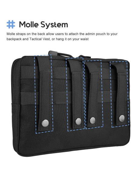 Bolsa Administrativa Táctica ProCase Molle 29x20 cm Negra