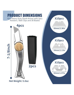 Cuchillos Utilitarios SharkKnife CUTTEREX 4pcs con 30 Cuchillas 2