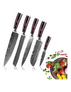 Juego de cuchillos de cocina 5 piezas MEIFLOLU acero inoxidable