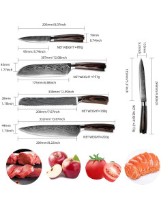 Juego de cuchillos de cocina 5 piezas MEIFLOLU acero inoxidable 2