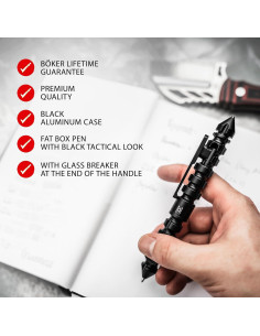 Bolígrafo Táctico EDC BKER PLUS con Rompevidrios Negro 2