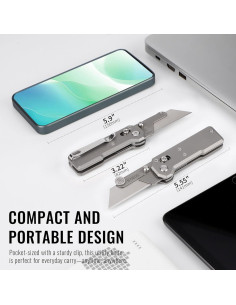 Cuchillo Utilitario Plegable 9TiEDC Titanio 8.79cm con 10 Cuchillas 2