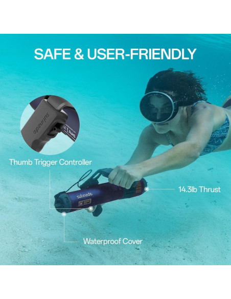 Scooter Submarino Waydoo Subnado Lite Azul, Compacto y Portátil