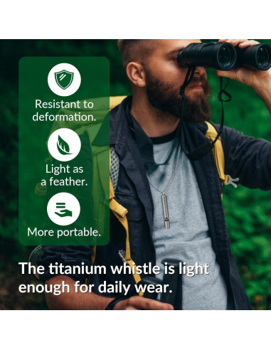 Silbato de Emergencia Titanio Tibitdeer 120dB con Anillos