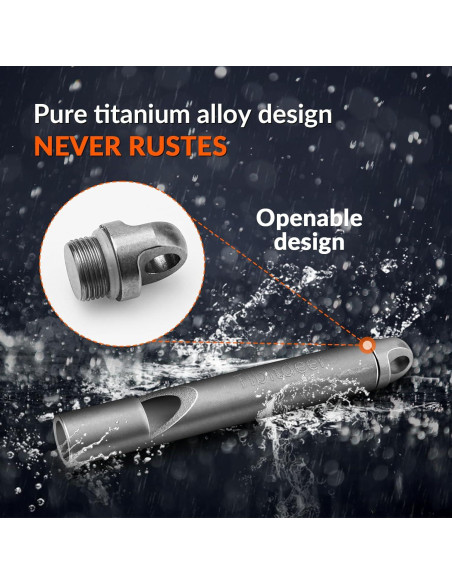 Silbato de Emergencia Titanio Tibitdeer 120dB con Anillos