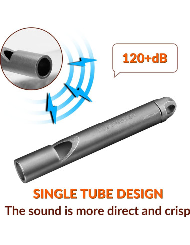 Silbato de Emergencia Titanio Tibitdeer 120dB con Anillos
