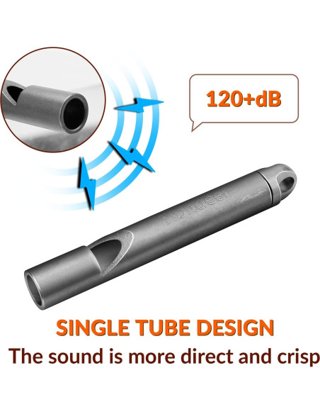 Silbato de Emergencia Titanio Tibitdeer 120dB con Anillos