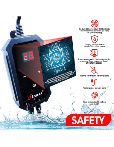 Calentador de Acuario de Titanio Finnex STE 200W con Controlador
