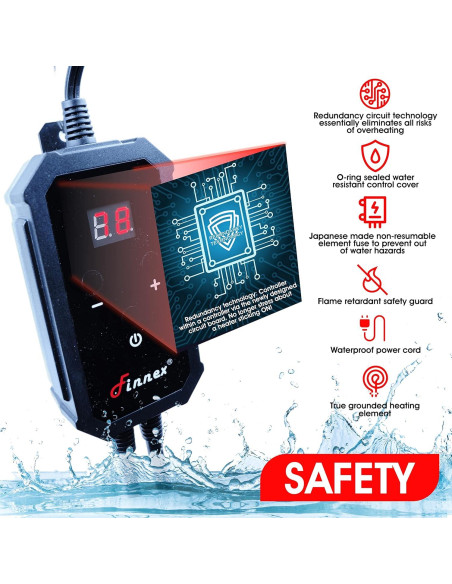 Calentador de Acuario de Titanio Finnex STE 200W con Controlador