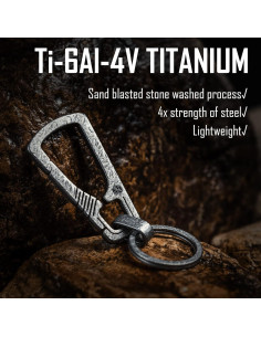 Clip de Llavero de Titanio KeyUnity KM04, Mosquetón EDC 76mm 2