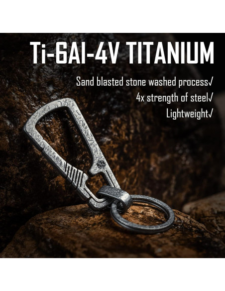 Clip de Llavero de Titanio KeyUnity KM04, Mosquetón EDC 76mm