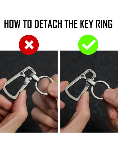 Clip de Llavero de Titanio KeyUnity KM04, Mosquetón EDC 76mm