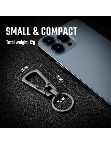 Clip de Llavero de Titanio KeyUnity KM04, Mosquetón EDC 76mm