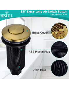 Botón de Descarga de Basura BESTILL, Interruptor de Aire 9.14 cm 2