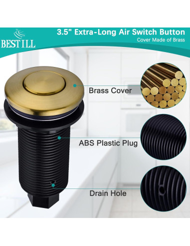Botón de Descarga de Basura BESTILL, Interruptor de Aire 9.14 cm