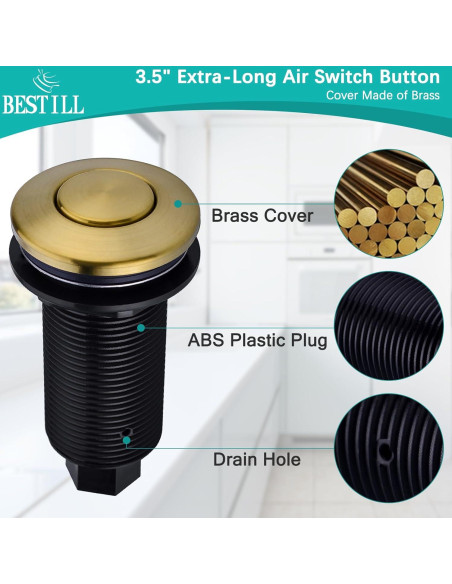 Botón de Descarga de Basura BESTILL, Interruptor de Aire 9.14 cm