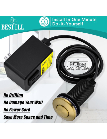 Botón de Descarga de Basura BESTILL, Interruptor de Aire 9.14 cm