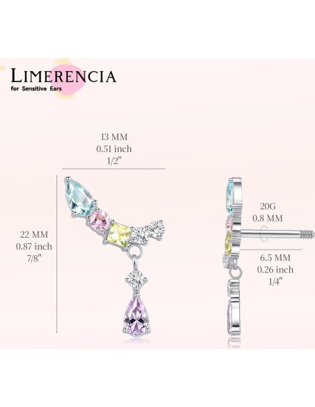 Pendientes de Titanio Hipoalergénicos G23 20G con Zirconia