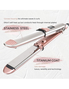 Plancha de Pelo Iónica Rozamor 2 en 1 Profesional Rosa 2