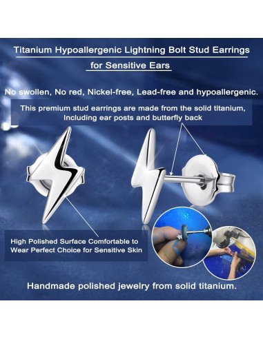 Pendientes de Stud de Titanio Hipoalergénicos para Mujeres - Rayo